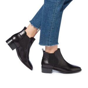 New Steve Madden Dicey Black Leather Chelsea Ankle Boot 6 1/2